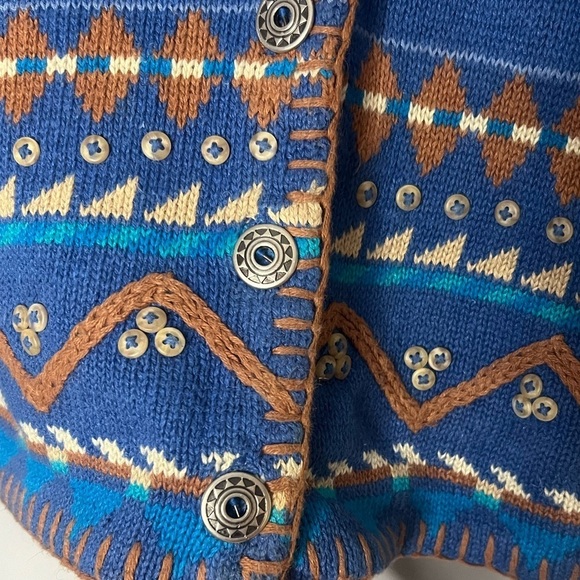 Vintage Secrets Sun Prints Western Patterned Button Front Sweater Vest Medium - Picture 4 of 5